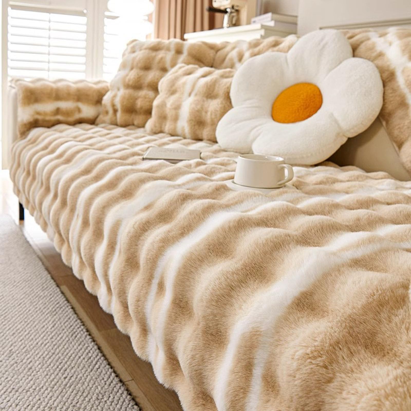 Housse de Canapé Peluche épais,Anti - Griffure Chat Couverture Universelle