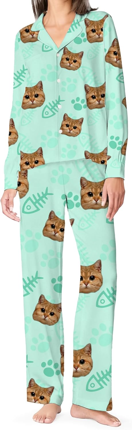 Custom Pet Photo Pajamas – Personalized for Men & Women for Family,Pet Face,Family Photo.