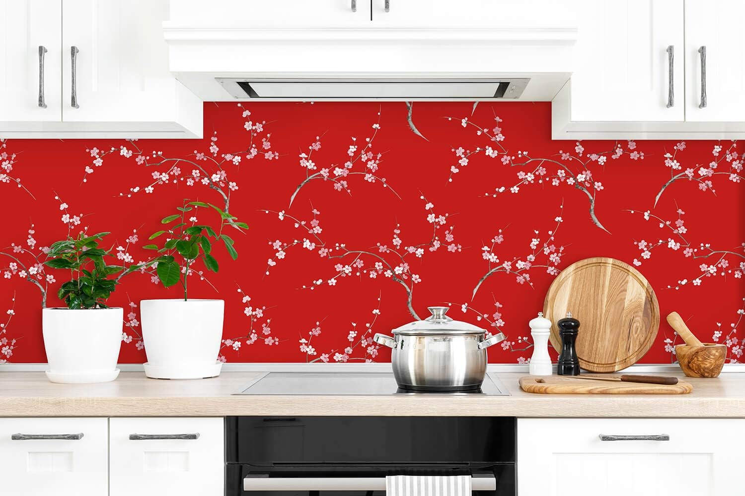 NextWall Cherry Blossom Floral Peel and Stick Wallpaper (Scarlet & Petal Pink)