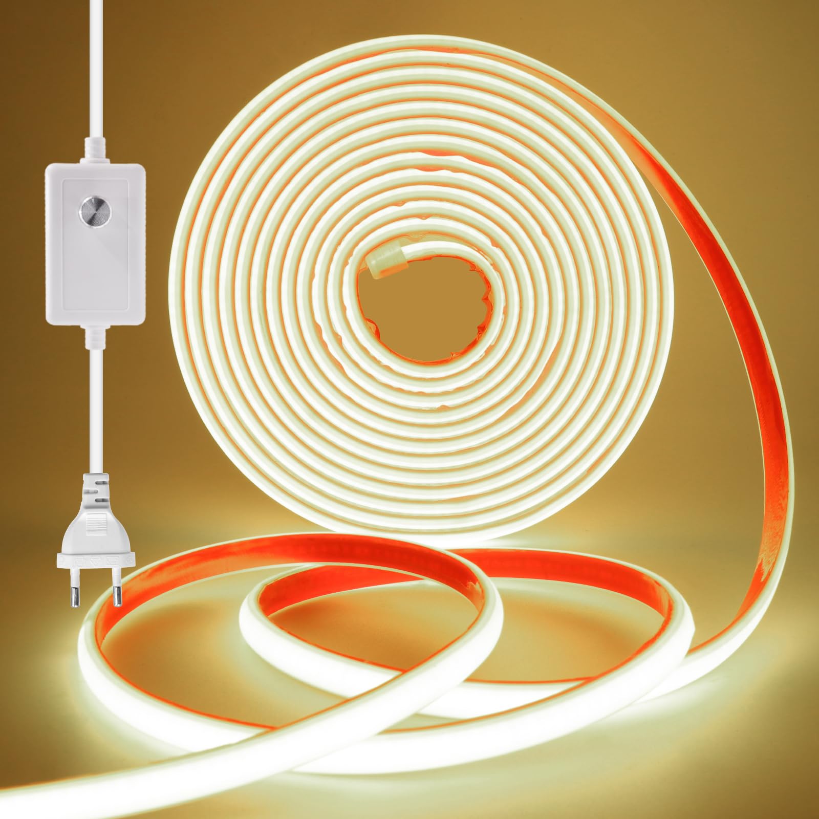 288 LED/m tira de neón LED COB regulable CRI85+,IP65 resistente al agua,flexible,AC220-240V,recortable,diseño DIY,iluminación decorativa para el hogar y tiendas [20m, blanco natural 4000K]