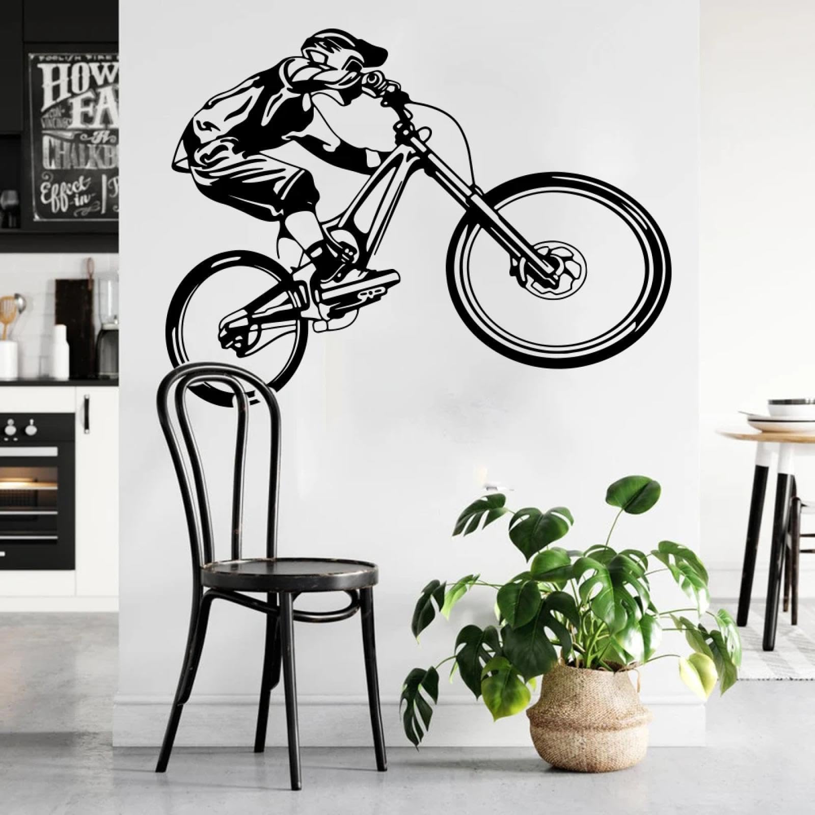 Youousi Black Extreme Bmx Bike Wall Stickers, Stunt Sports Mountain Bikes, Children's Room, Bedroom, Playroom, Home Decoration