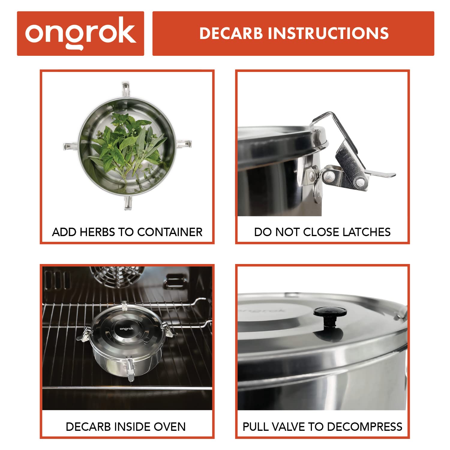 Decarboxylator Box by ONGROK, kit de Decarb manual completo con accesorios de infusión, apto para lavavajillas y horno