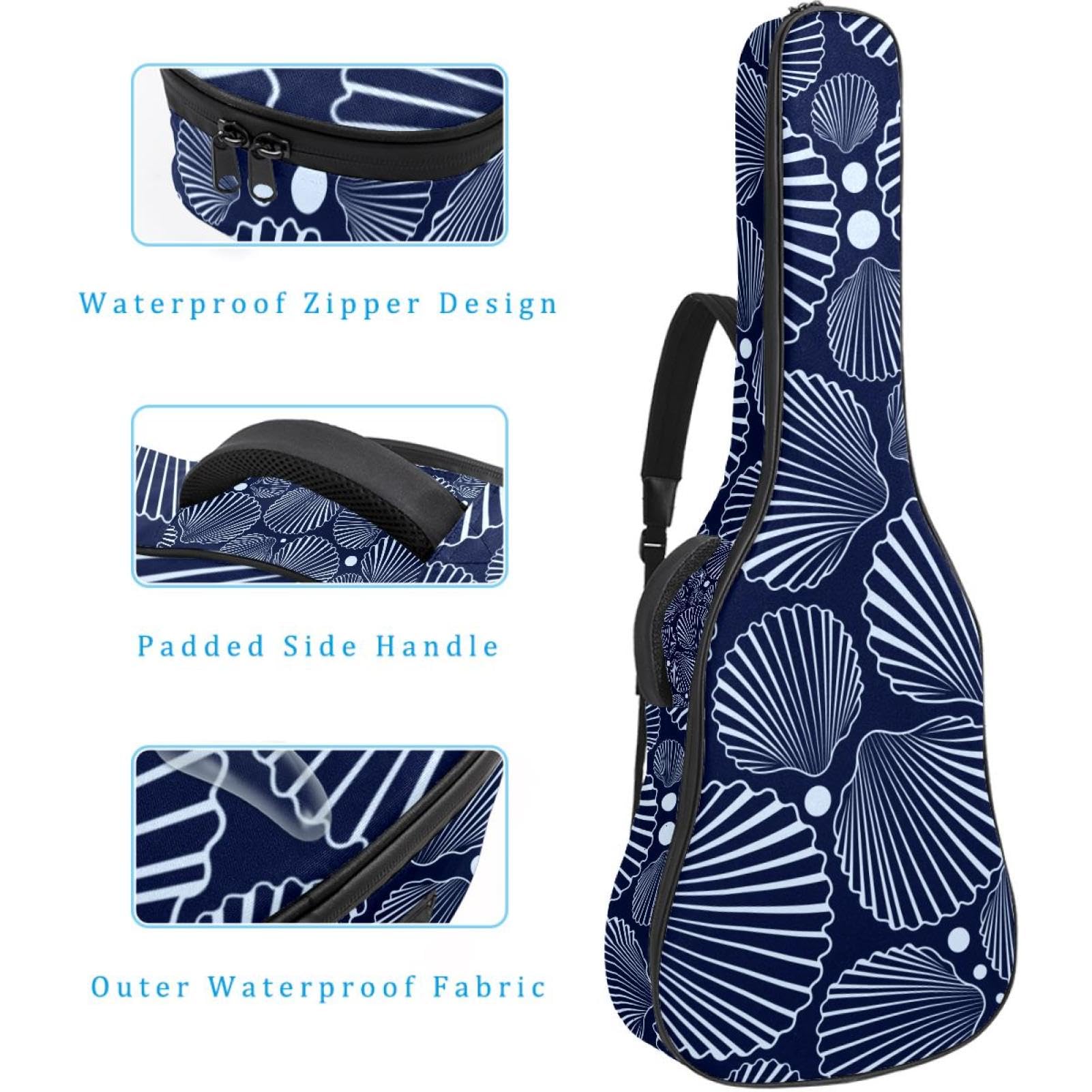 Torba na gitarę akustyczną Wodoodporny plecak na gitarę Gruba miękka wyściełana skorupa Klasyczna obudowa na gitarę, wielobarwny, 42.9x16.9x4.7 in, Organizer do torby