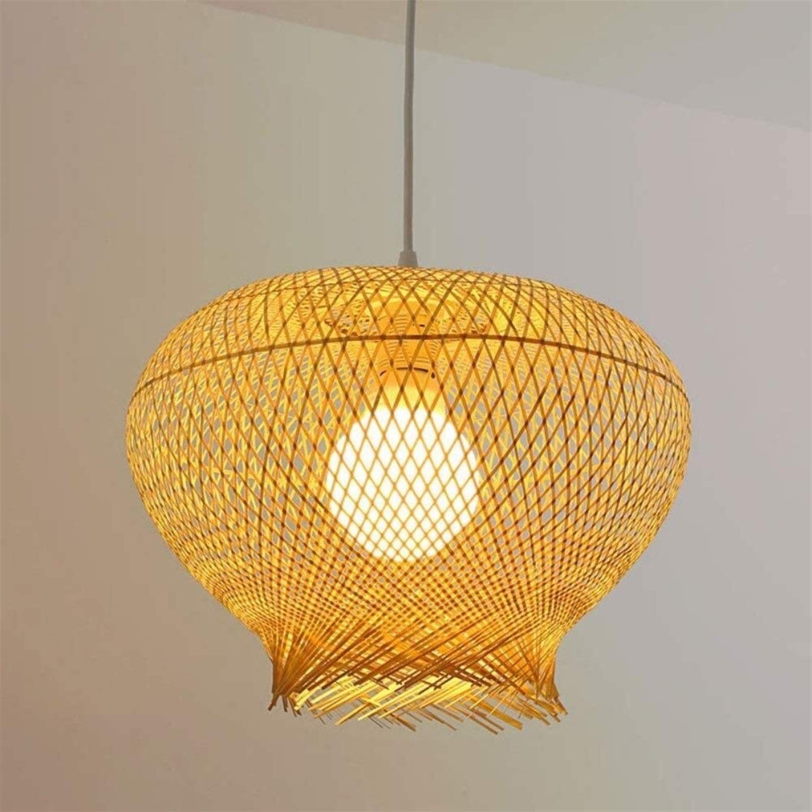 Bambou tissage lustre de conception créative simple avec suspension tête simple style rétro - 6