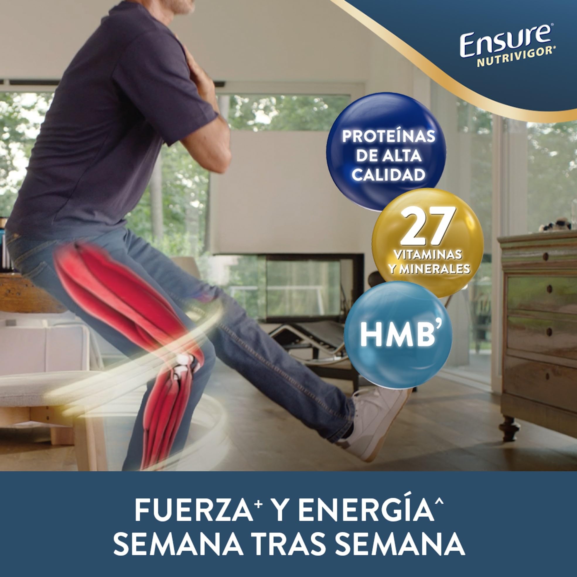PACK AHORRO Ensure Nutrivigor - Complemento Alimenticio para Adultos, con HMB, Proteínas, Vitaminas y Minerales, como el Calcio- Sabor Vainilla- 850 g + 400g