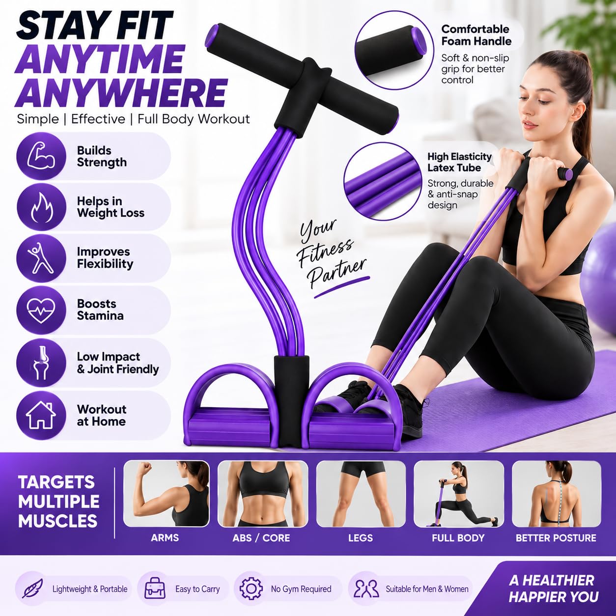 VIVRYK Tummy Trimmer Resistance Band - Home Workout -5 VIVRYK Tummy Trimmer Resistance Band - Home Workout -5