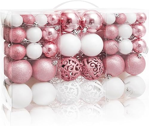 Miniatura 7 de 100 piezas Adornos de bolas de Navidad, dorado+rojo+verde+blanco Adornos colgantes inastillables para árbol de Navidad