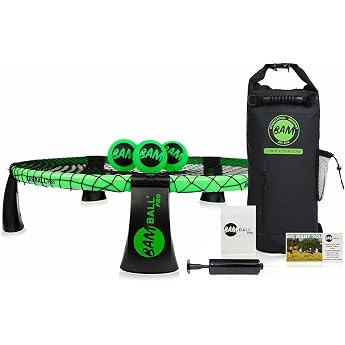 Roundnet Pro Set Tournament Edition - With 3 Newly Developed Balls Waterproof Backpack Improved Mesh Reinforced Frame Parts & Ball Pump