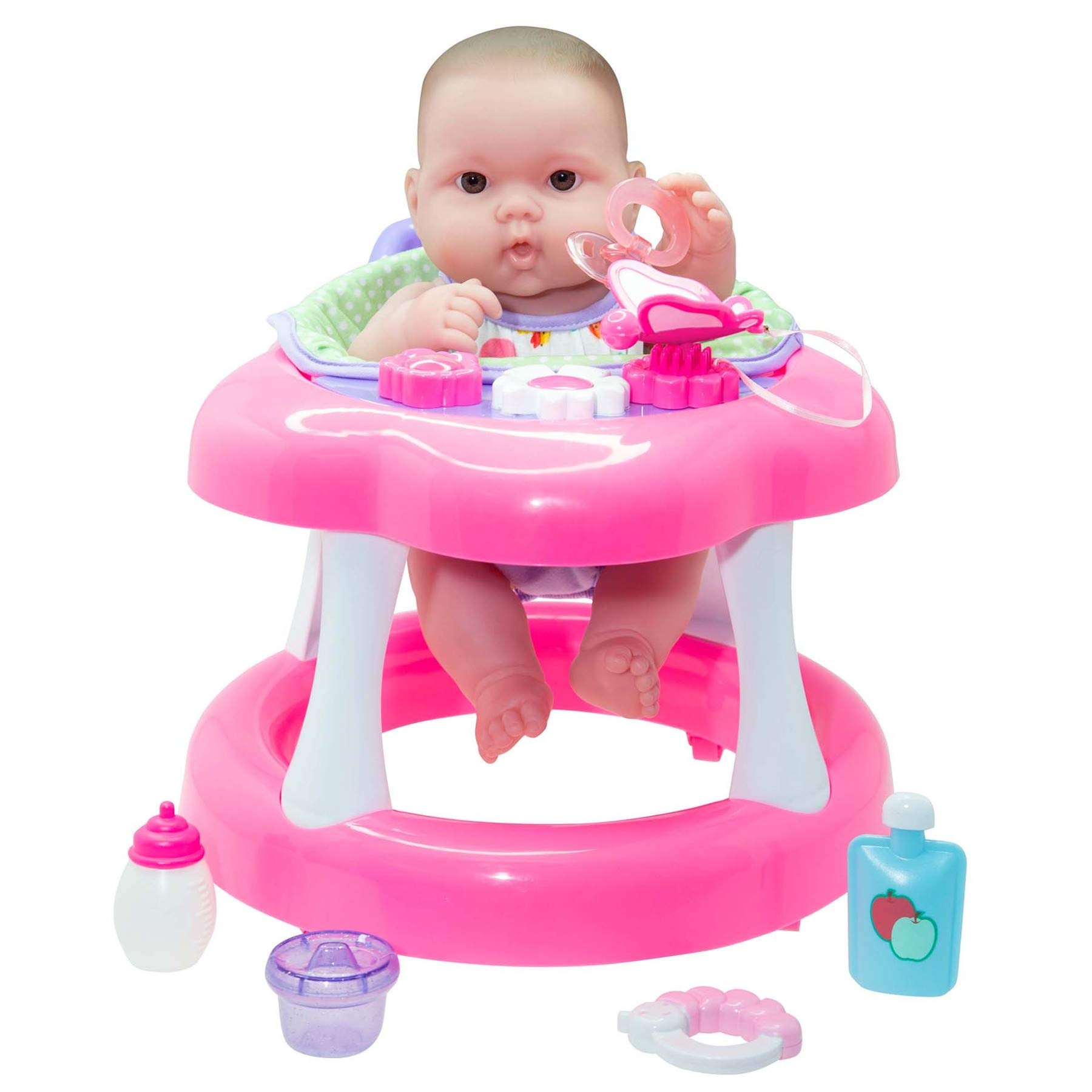 JC ToysLots to Love Babies 36cm Soft Vinyl Doll, Includes Walker and 6 Accessories Ideal for Playing, Pink, Designed by Berenguer, 2 Years