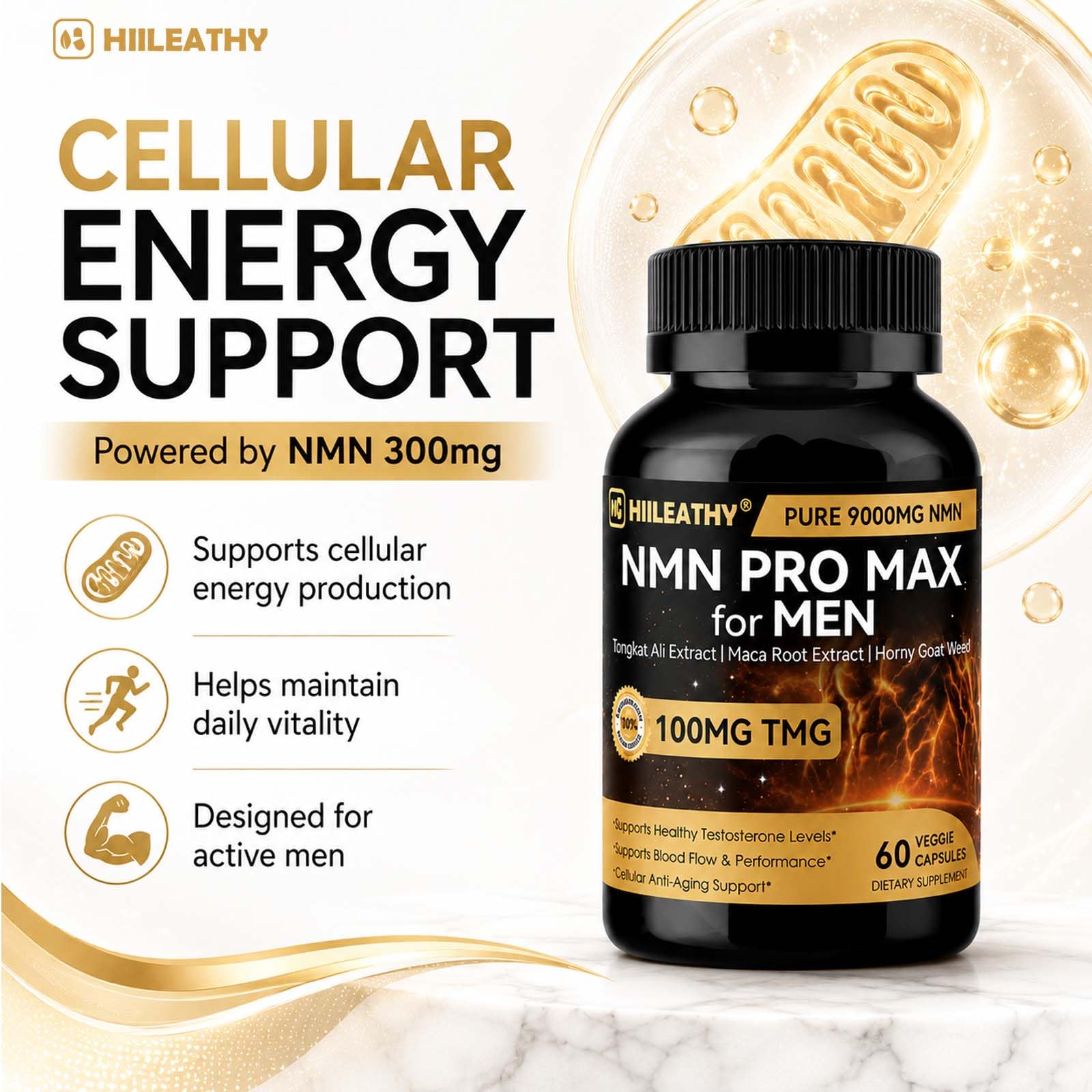 NMN Supplement, NMN for Men Women 10 in 1 Formula, Pure NMN Supplement for Energy Vitality Stamina Boost 60Capsules — Amazon image 3