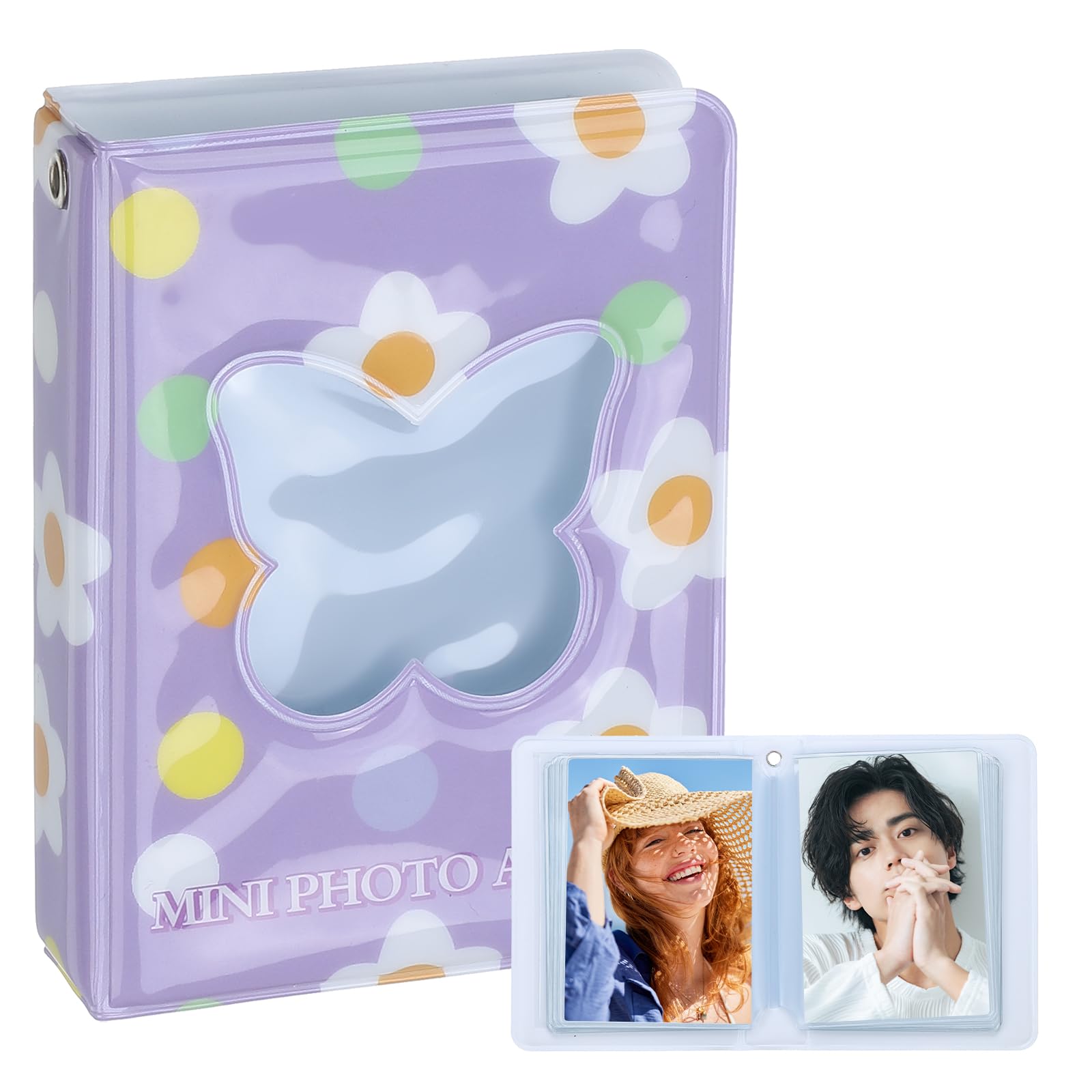 Classeur de Mini-Photos 3 Pouces Contre la Poussière, Album Violet pour Protéger 40 Cartes Kpop