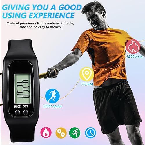 Miniatura 3 de Reloj elegante para el paso de silicona Fitness Tracker Reloj electrónico Podómetro Pulsera para caminar hombres, mujeres y niños (blanco)