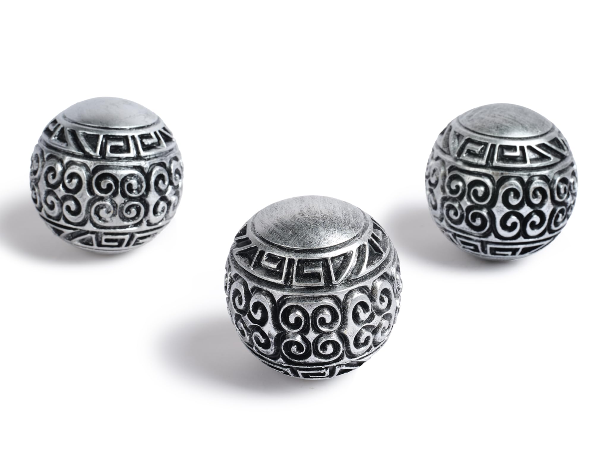 Artconal Feng Shui Orbs Ball for Bowls (Set of 3) Antique Silver Accent Resin 3 inch Decorative Sphere Balls for Bowl Fillers Home Living Room Decoration