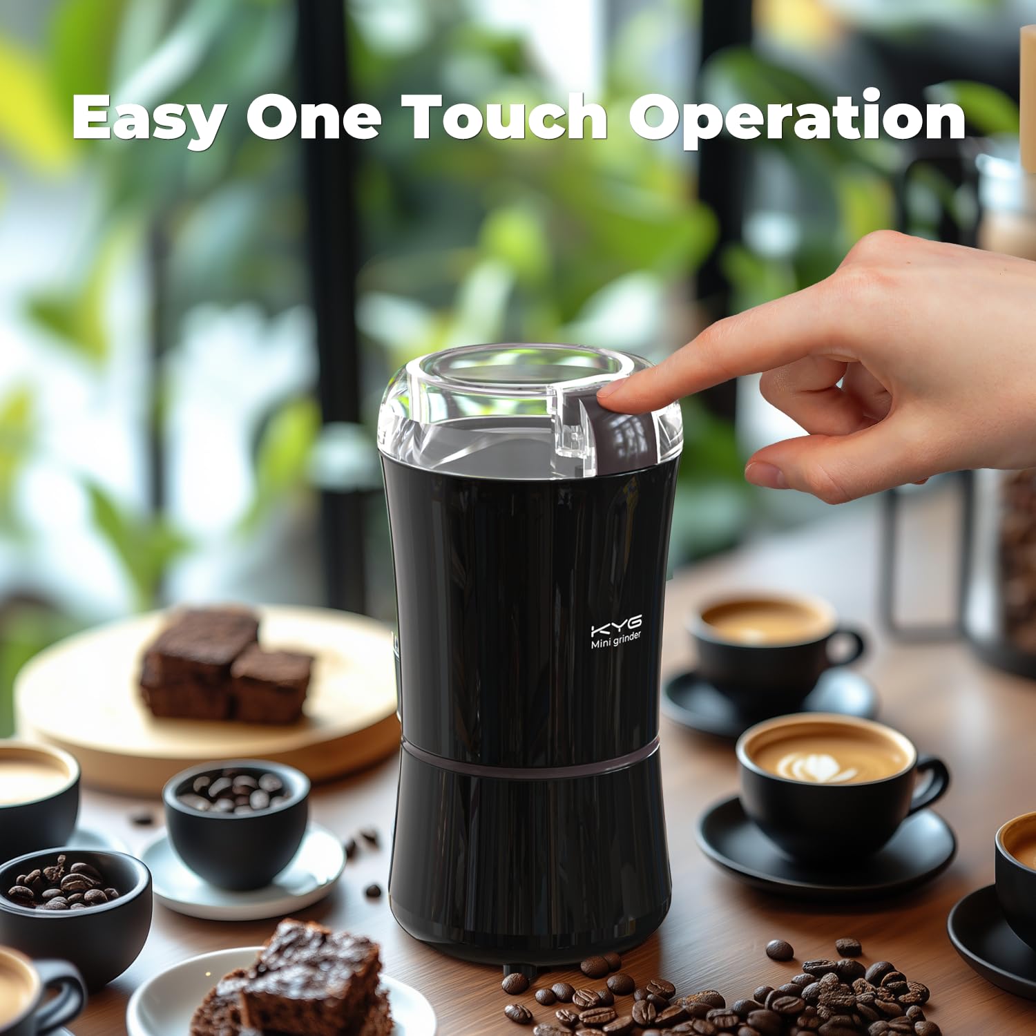 KYG Macinacaffè Elettrico 200W 50g con Lame in Acciaio Inox Macinino Inossidabile 304 Coffee Grinder per Chicchi di caffè Macina Spezie Semi Pepe Zucchero Sale