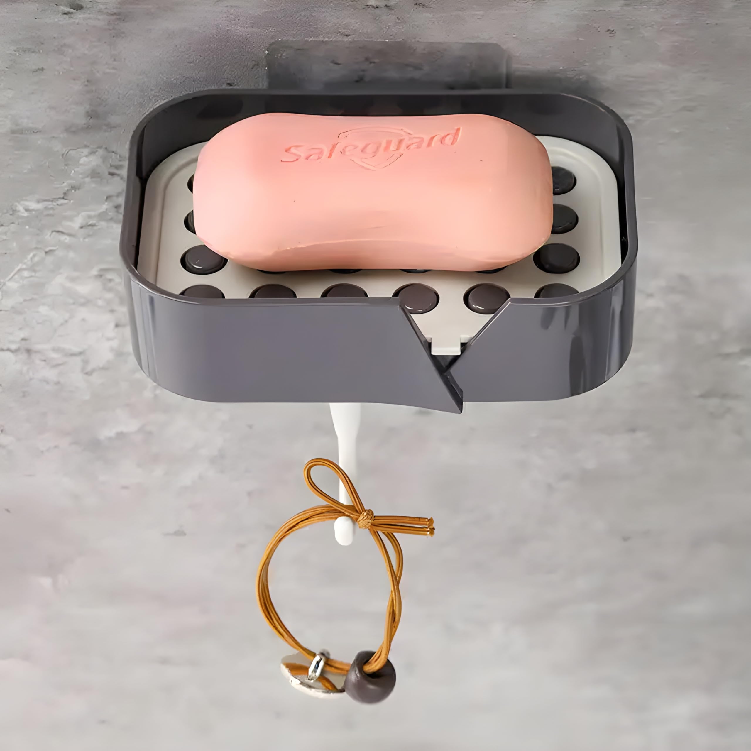 JIALTO Plastic Soap Holder with 1 Hook - Premium Bathroom Accessories for Effective Organising, Versatile Bathroom Organiser, Ideal for Bathroom Or Kitchen Use, Without Drilling Soap Box, Multicolor