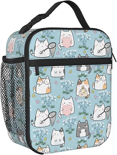 Miniatura 2 de Lonchera con aislamiento térmico para gatos, para mujeres/hombres/niñas/niños, con asa desmontable, bolsa de comida, multicolor086