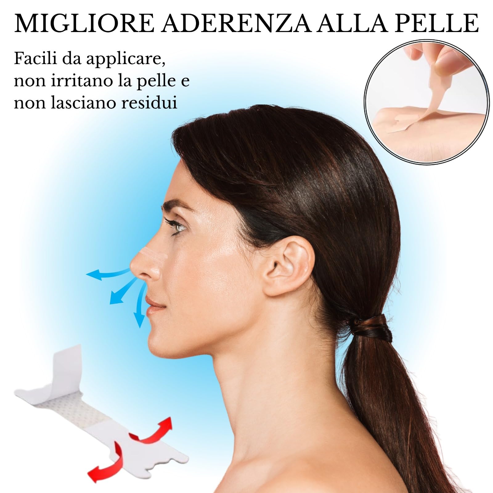 Cerotti Nasali, 50 pezzi Cerotti Nasali Antirussamento Facilita la respirazione, Riduce il Russare, Elimina la congestione nasale, Respira meglio durante l'attività fisica. Cerotti Nasali 66x19