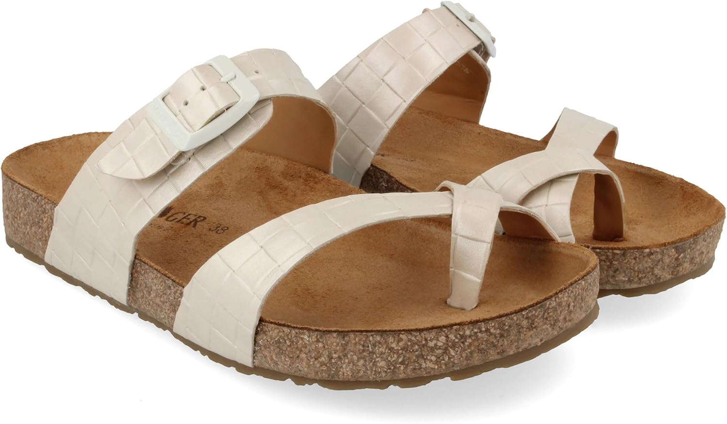 HAFLINGER Juno elegant leather Sandals with rubber sole and cork latex footbed unisex