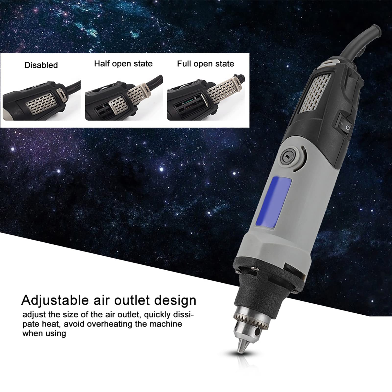 KIMISS Amoladora eléctrica para moldes 400W, herramienta rotativa 6 velocidades, mini taladro amolador para bricolaje y profesional, ligero y potente