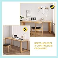 Vista 4 de Wooden VR Wall Mount Holder Hanger for Oculus Quest 2 Rift S Headsets Controller Stand Hook Display Storage Organizer