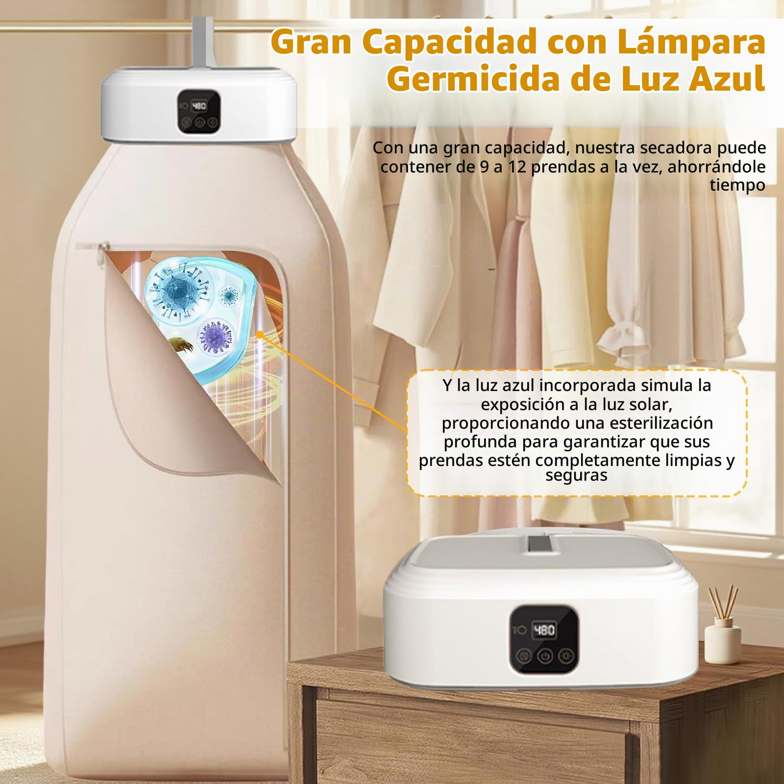 Secadora de Ropa Portátil,Mini Secadora Eléctrica Bomba de Calor