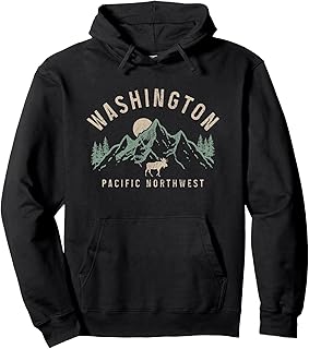 We Love Washington - The Evergreen State Unisex Adult Black Moose Graphic Hoodie