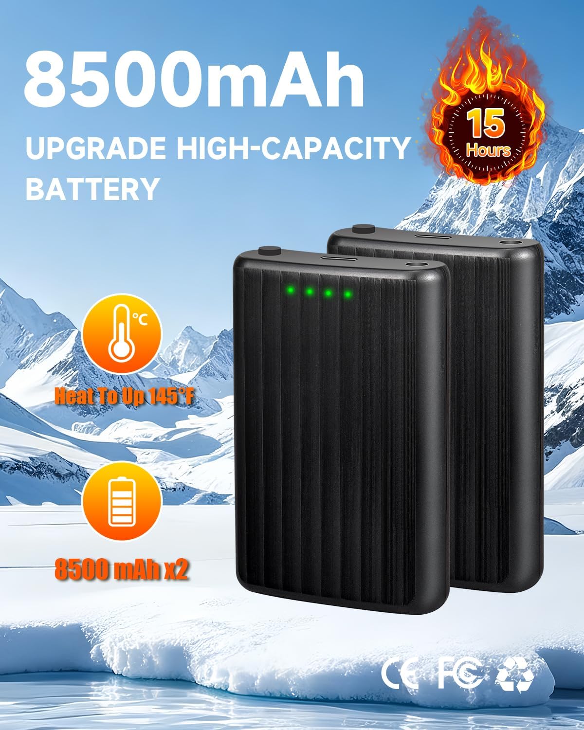 2026 Heated Socks for Men Women 8500mAh*2 Battery Rechargeable Heated Socks with App Control for Hunting, Up to 13H Electric Warm Socks for Ski Camping Winter Outdoor for Men 360° Heat