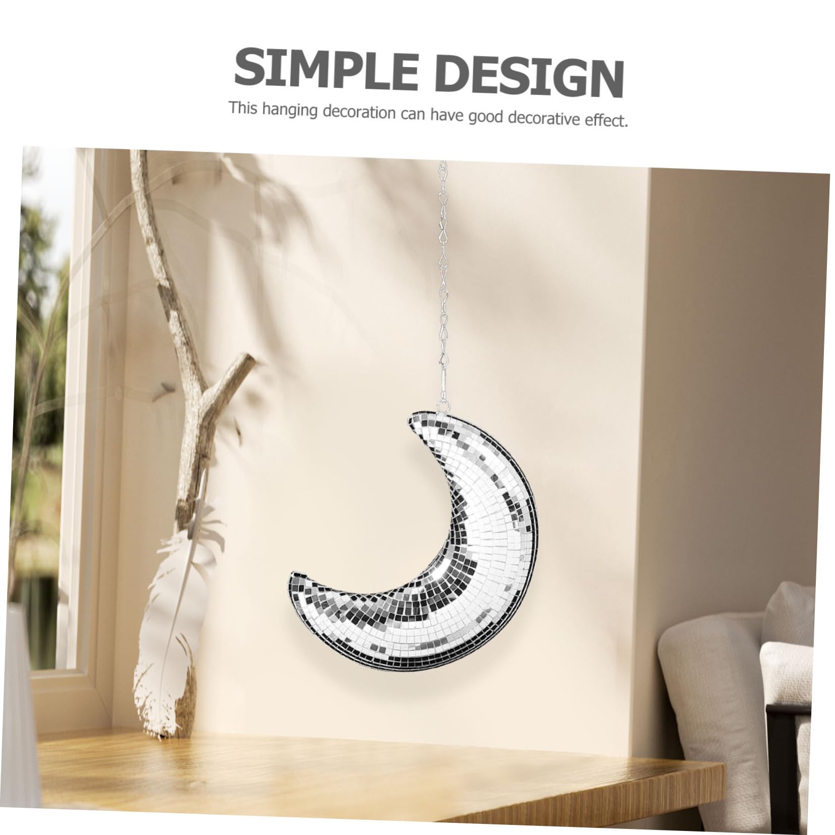 Alipis 4 Pièces Pendentif Lune Miroir Boules Disco Suspendues Décor Suspendu De Décor en Forme De Lune Boules à Facettes Décoration De Fête Décor De La Mousse Silver