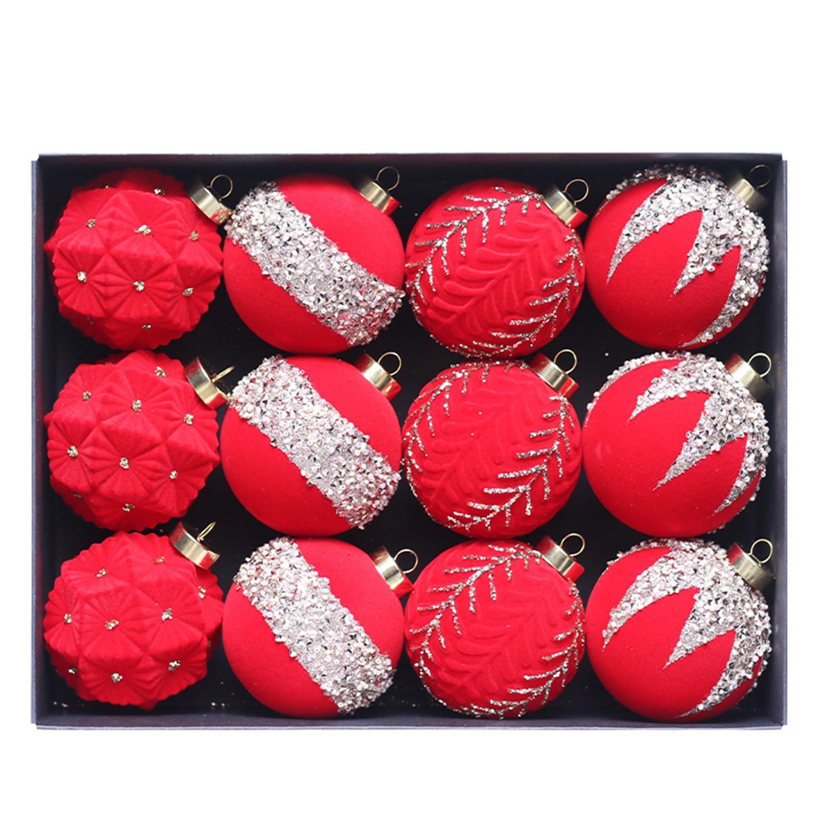 Yhplxyuus 12Pieces Festival Christmas Sphere Tree Adornment Unique Christmas Tree Baubles Soft Spher Ornament for Holiday Accent Shatterproof Sphere