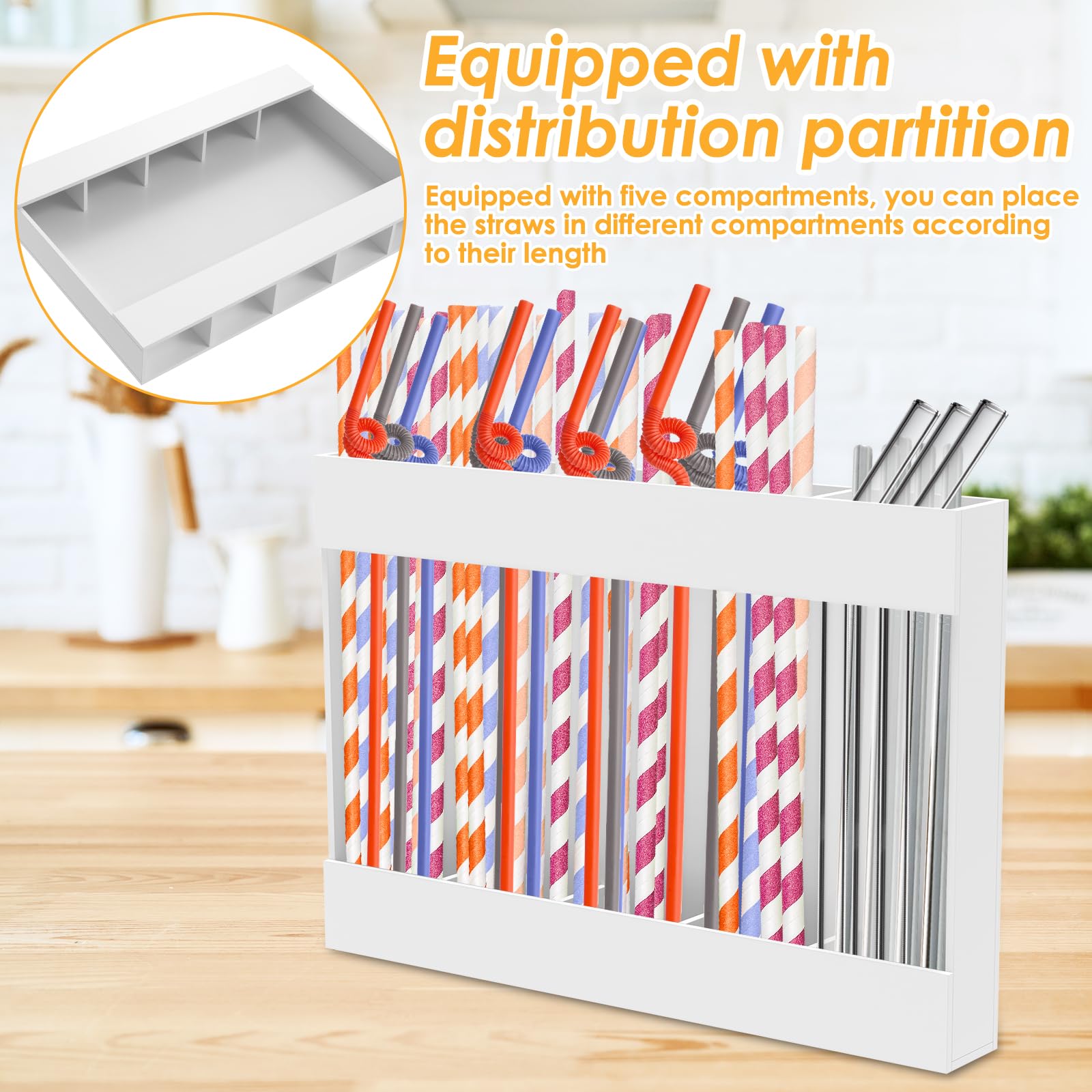 BAODBF Acryl Strohhalm Organizer,Aufbewahrung für Trinkhalme,Strohhalmspender mit Doppelseitige Aufkleber,24×16.5×3cm,Trinkhalme Aufbewahrung für Küche,Wohnzimmer,Esszimmer(Weiß) Küche, Haushalt & Wohnen