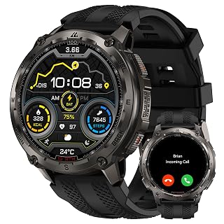 KOSPET Tank T4 Montre Connectée Homme, Acier Inoxydable, GPS & Cartes Hors Ligne, Étanchéité 10ATM (Plongée 45M), Batterie 50 Jours, Appels Bluetooth, Surveillance Santé 24/7, Android et iOS (Noir) - Amazon product rated Grade A