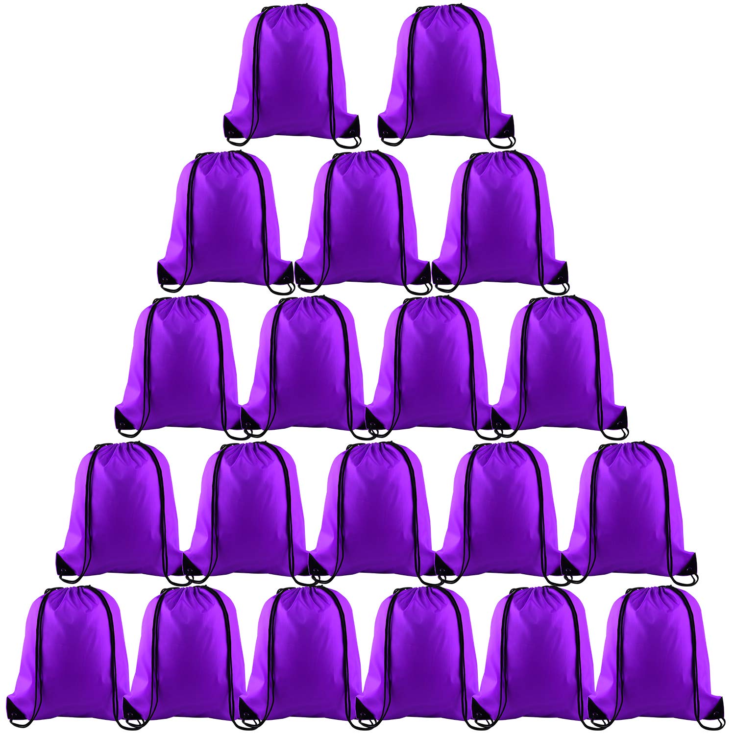 KUUQA 20Pcs Drawstring Backpack Bag Bulk Purple Drawstring Bags String Backpack Sport Gym Sack Bags Foldable Storage Bag for Women Men Shopping Gym