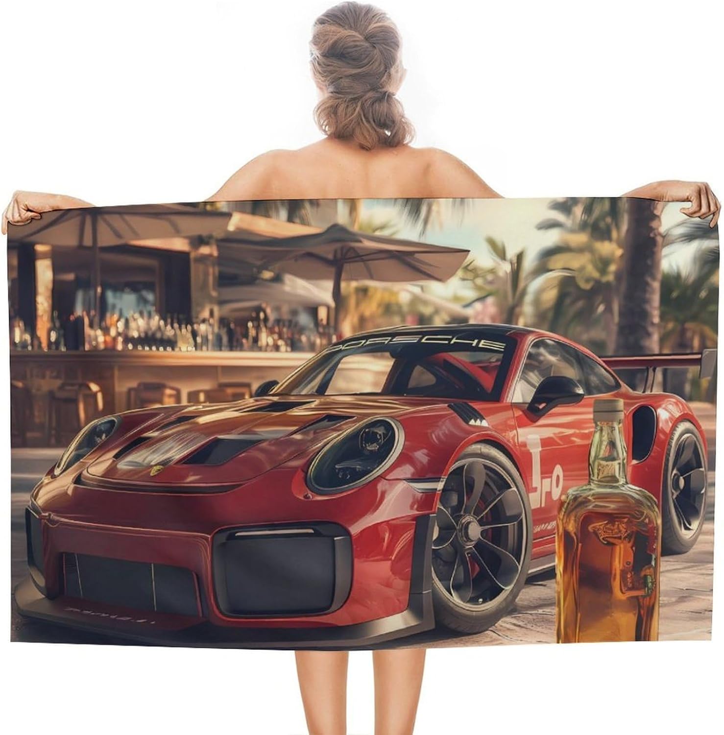 Red Racing Car Oversized Beach Towel Soft Absorbent Pool Bath Swim Towels for Adults Travel Vacation Gifts 130x80cm