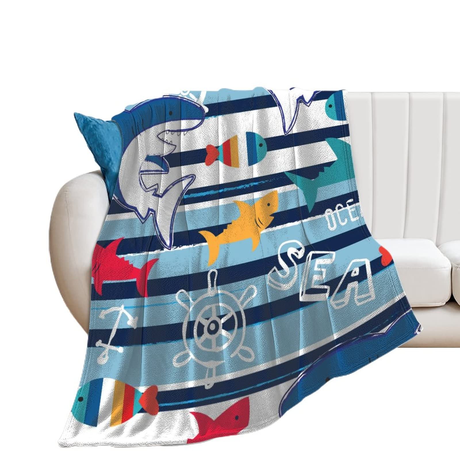 Couverture polaire requin en flanelle : fini le froid sur le canapé ou le lit