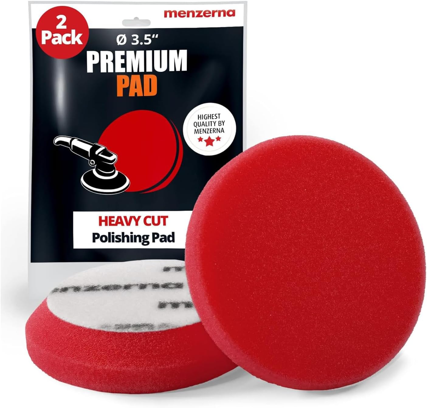 menzerna 3.5 Inch 2X Premium Polishing Pads Medium Cut for Medium Fine Polishing I Body Repair & Detailing Pads with Safety Edge & Velcro Attachment I Washable & Long Lasting