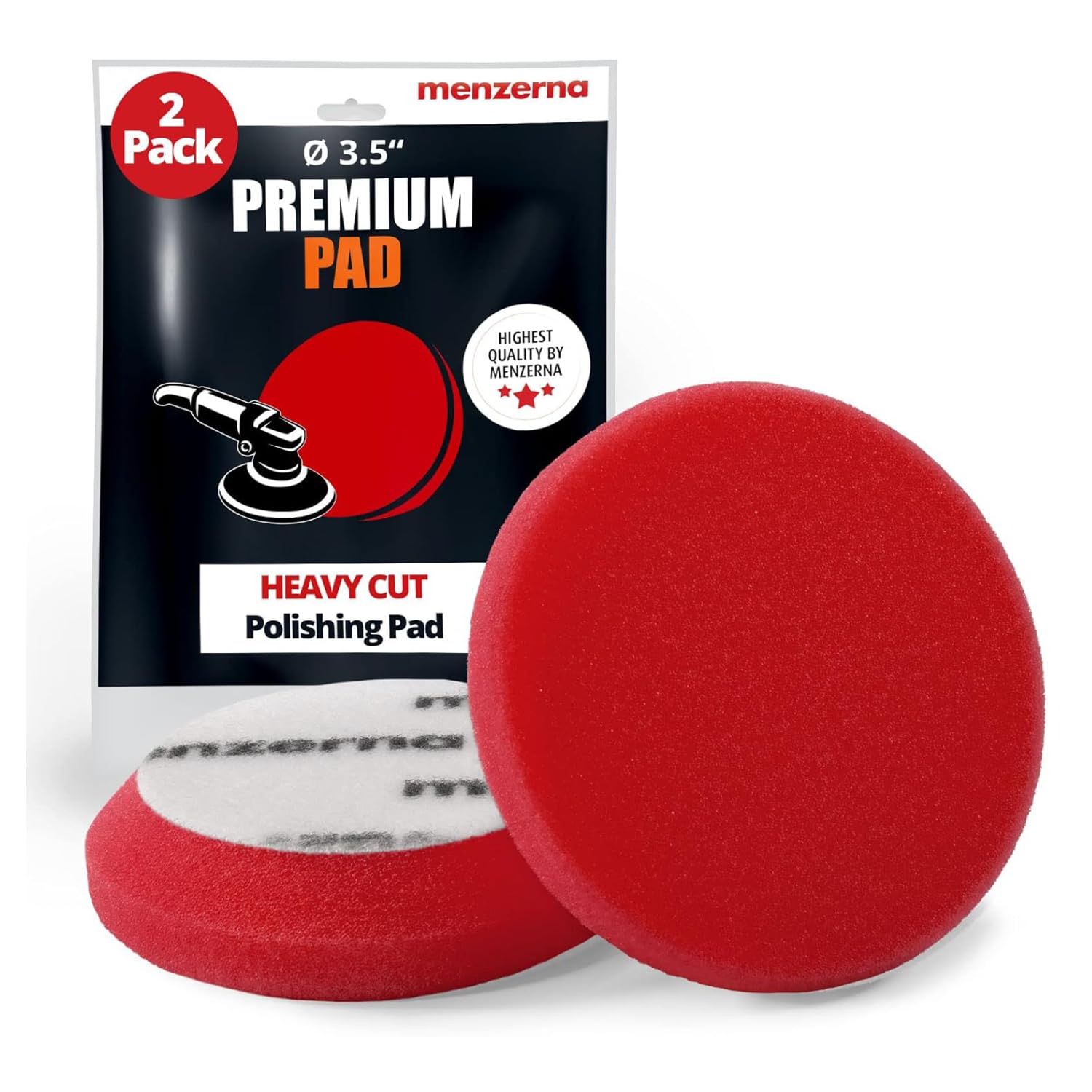 menzerna 2 tamponi per lucidatura da 8,9 cm, Taglio Pesante, per Riparazione Graffi e Riparazione del Corpo, con Bordo di Sicurezza e Attacco in Velcro, Lavabili e di Lunga Durata