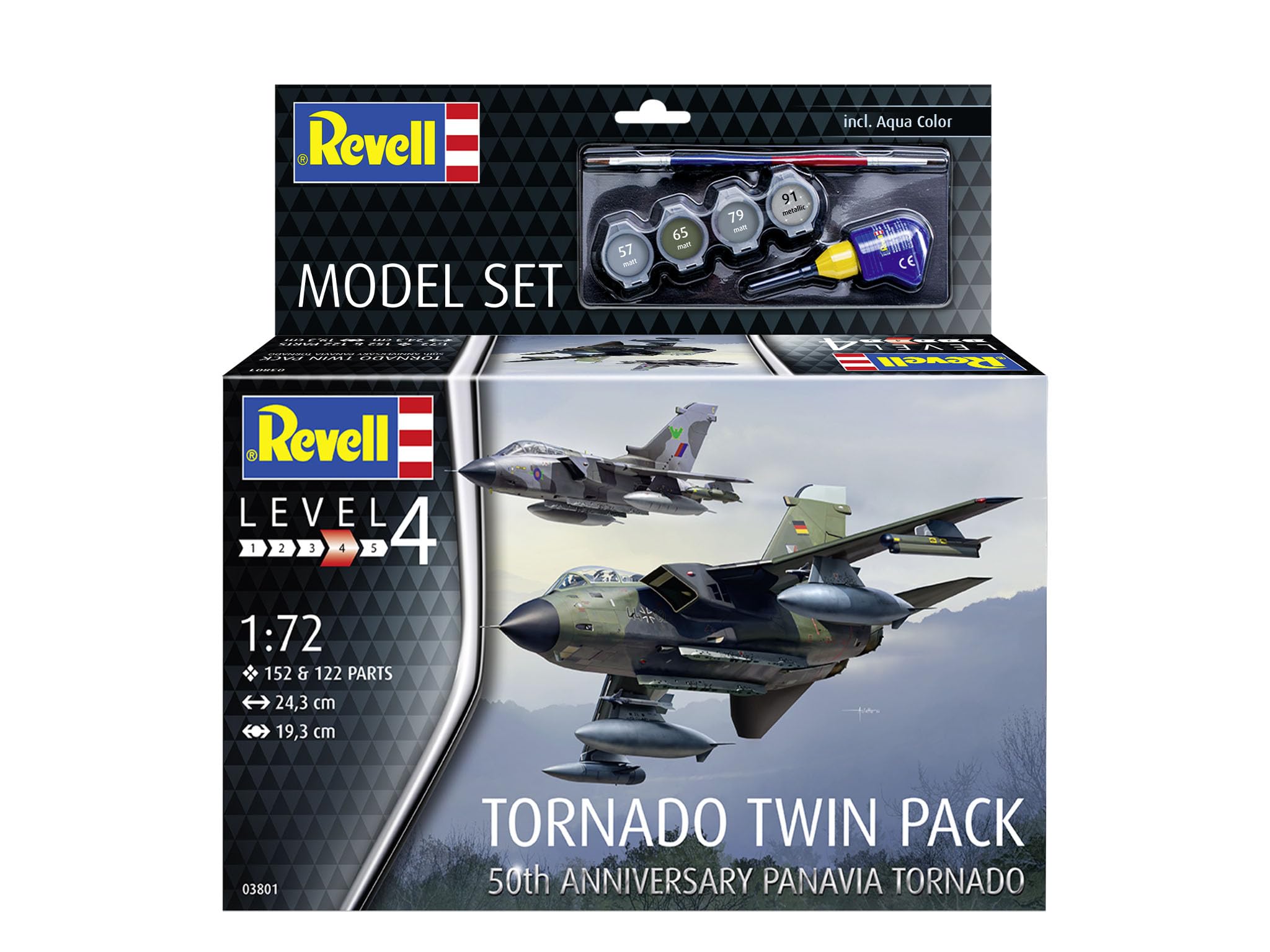 Revell Modelarstwo, zestaw modelarski z okazji 50th Anniversary Tornado, skala 1:72, 310 elementów, zestaw do majsterkowania od 12 lat, szczegółowy model, samolot wojskowy, autentyczna imitacja