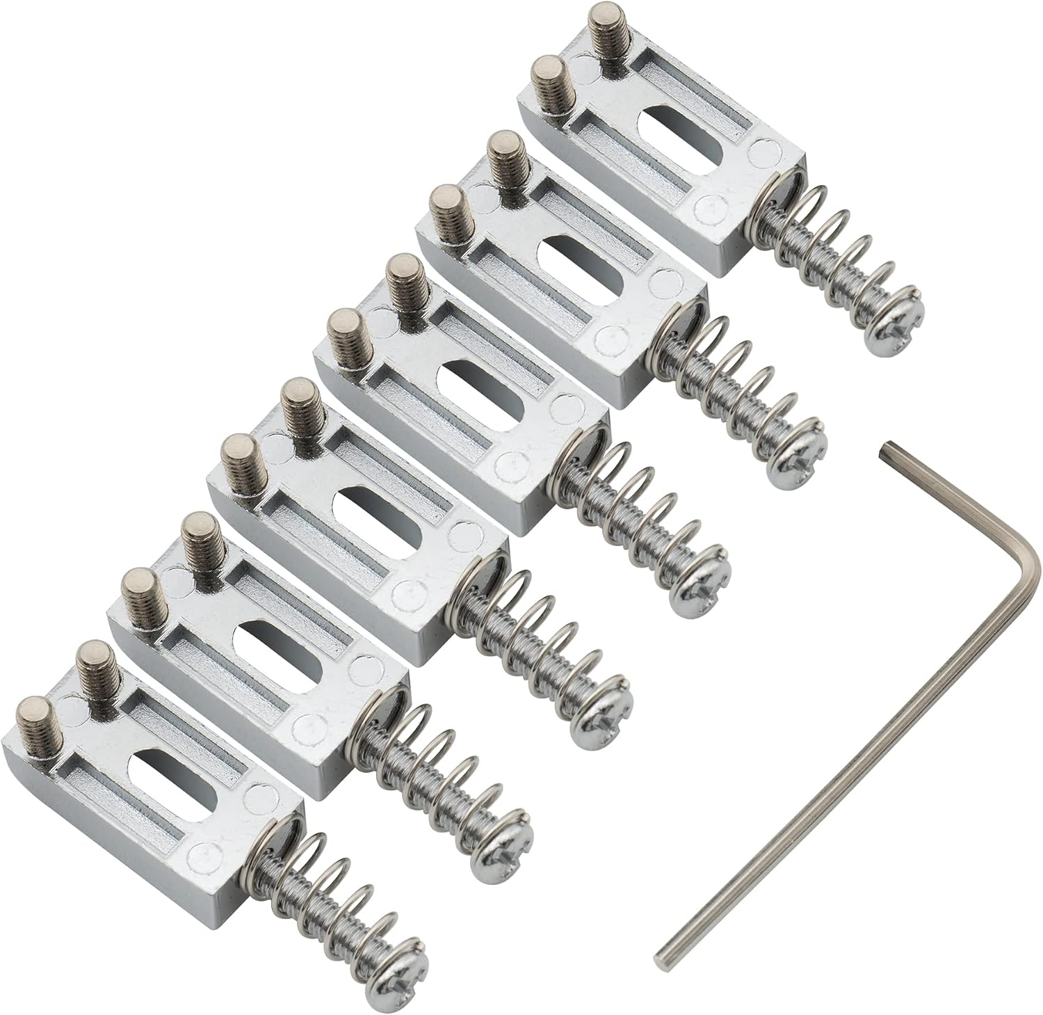 Musiclily 10.5mm Guitar Tremolo Bridge Saddles Set for Fender Stratocaster Strat Telecaster Tele Electric Guitar Replacement, Chrome(Set of 6)