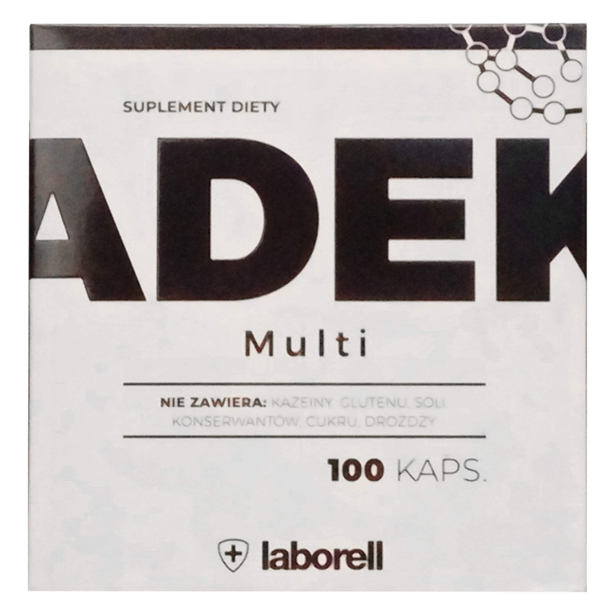 ADEK Multi 100 kapsułek witaminy A D E K kompleks bez kazeiny, glutenu, sól, cukieru, drożdży konserwantów, rozpuszczalne w tłuszczu, witaminy