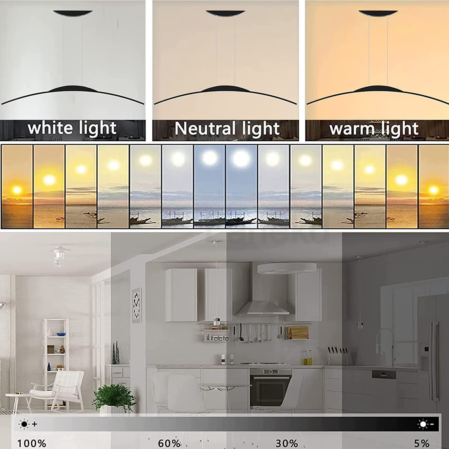 Moderna Lampadario Tavolo da Pranzo Lampada a Sospensione LED Dimmerabile Cucina Soggiorn Luce con Telecomando Regolabile in Altezza Lampadari Lampada da Soffitto per Sala Ufficio