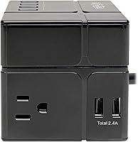 Vista 30 de Tripp Lite TLP66USB - Torre protectora de sobretensiones con puertos USB, 1200 julios, 5 tomas, 3 puertos USB, cable de extensión trenzado