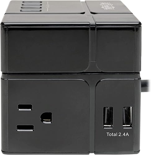 Miniatura 30 de Tripp Lite TLP66USB - Torre protectora de sobretensiones con puertos USB, 1200 julios, 5 tomas, 3 puertos USB, cable de extensión trenzado