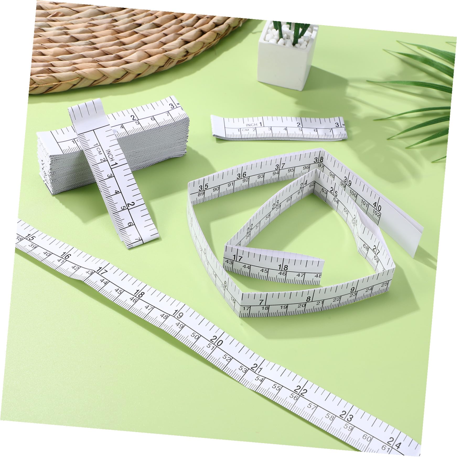 NUOBESTY Lot De 25 Mètres Ruban En Papier Jetable, Graduations Claires Et Doubles, Pour Mesure Corporelle Et Loisirs Créatifs