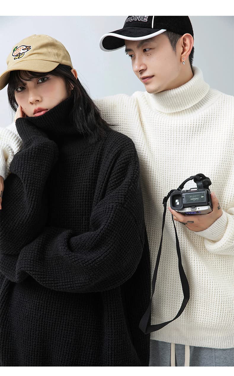 Maglione Sighificatore di Dolcevita alla Moda per Uomini E Donne Alenta E Versatile per Uomini E Donne-Black,M
