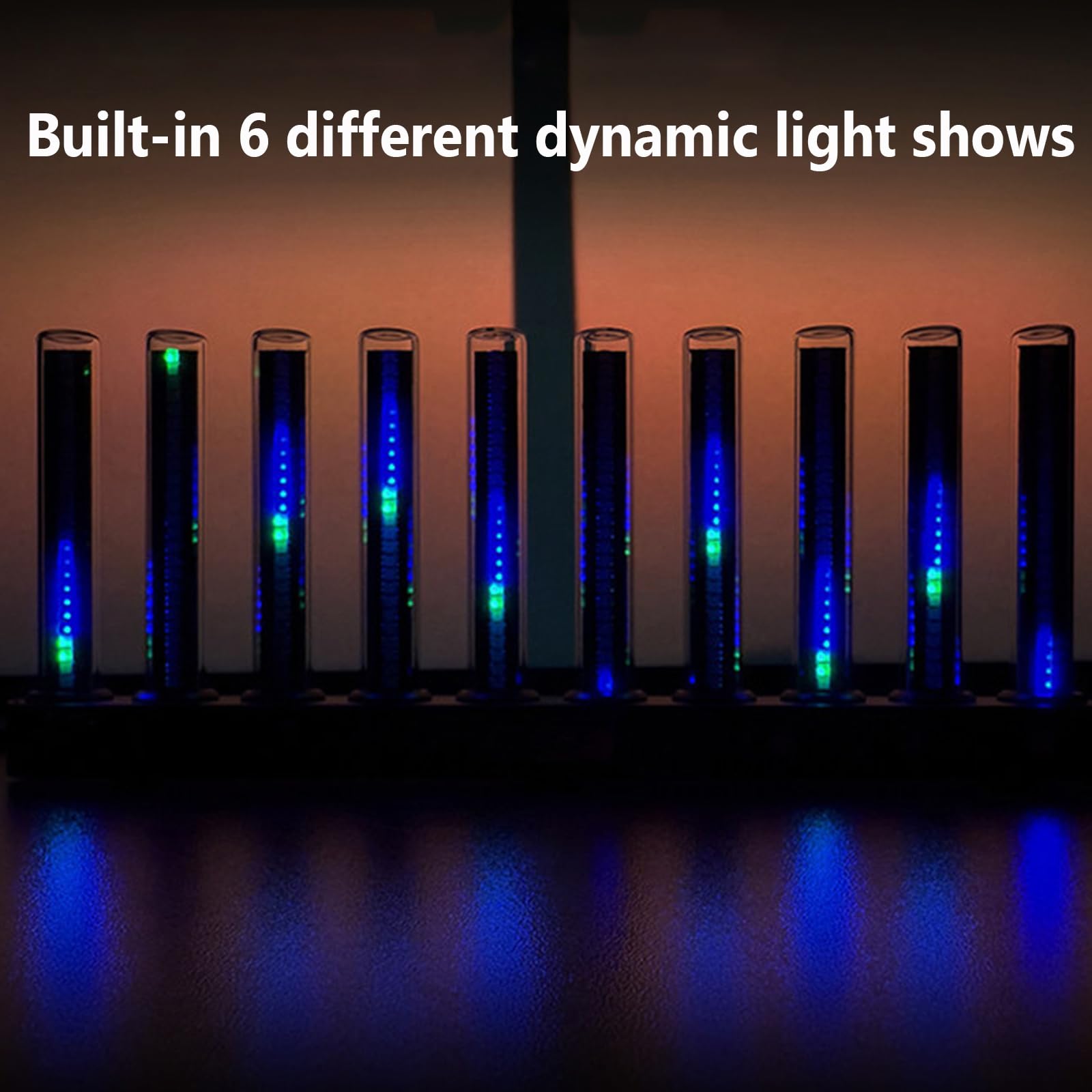 Lámpara Rítmica Musical Led, Luz Ambiental RGB Reactiva Al Sonido con 10 Tubos Luminosos, 6 Modos Dinámicos, para Escritorio, Estudio Y Sala De Juegos