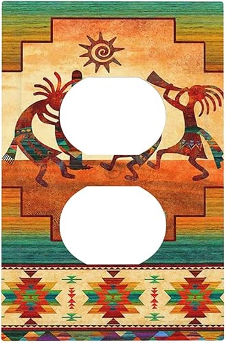 Miniatura 2 de Placas de pared para receptáculo dúplex de 1 pandilla, tamaño gigante, kokopelli, nativo americano, negro, africano, mujeres, hombres, danza,