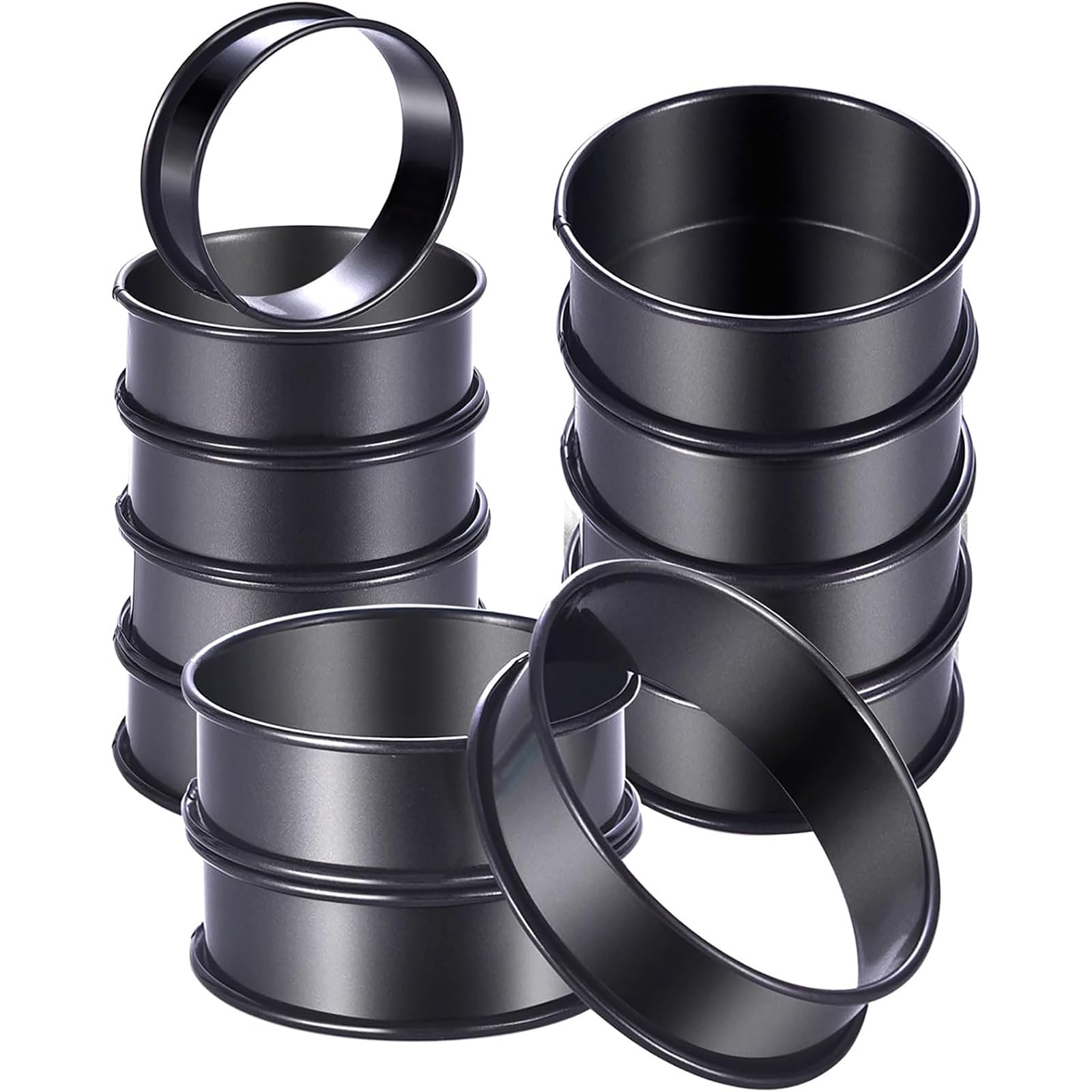 hogtnd Set of 12 Non-Stick Stainless Steel Tart Tins, Crumpet English Muffin, Multipurpose Baking Pan for Baking English Muffins