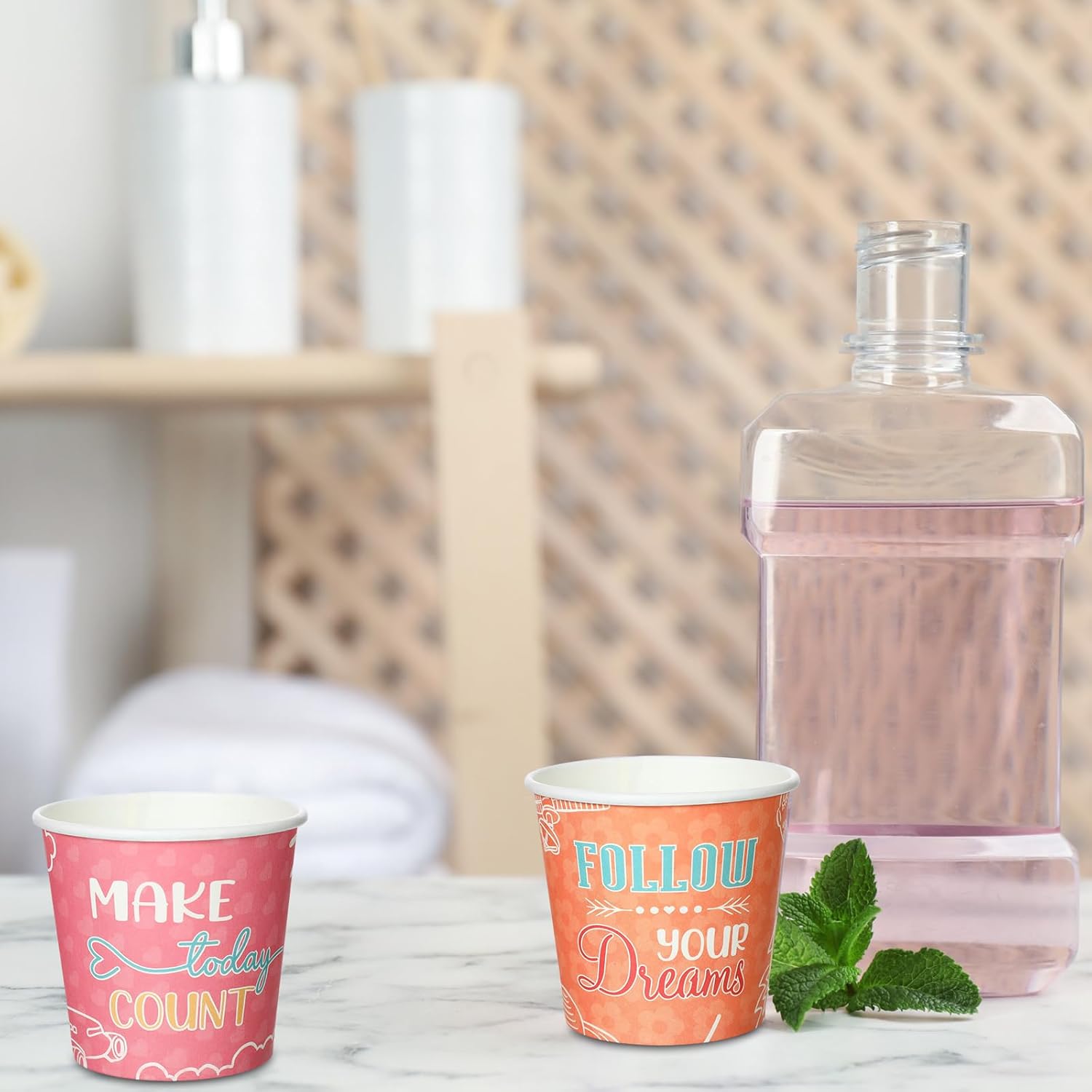 Skyley 600 Pack 3 oz Bathroom Paper Cups for Kids Disposable Mini Animal Mouthwash Cup Small Cold Beverage Drinking Container for Home Office Birthday Party Water Coolers(Inspirational Style) - Image 6