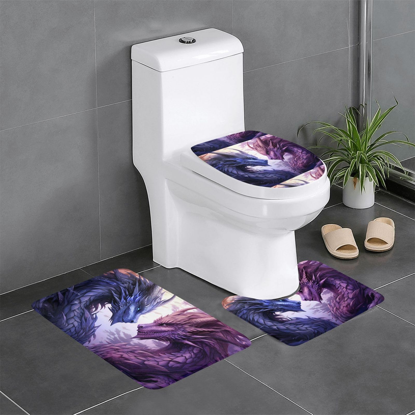 Tapis de sol dragon antidérapant et épais lavable pour la maison