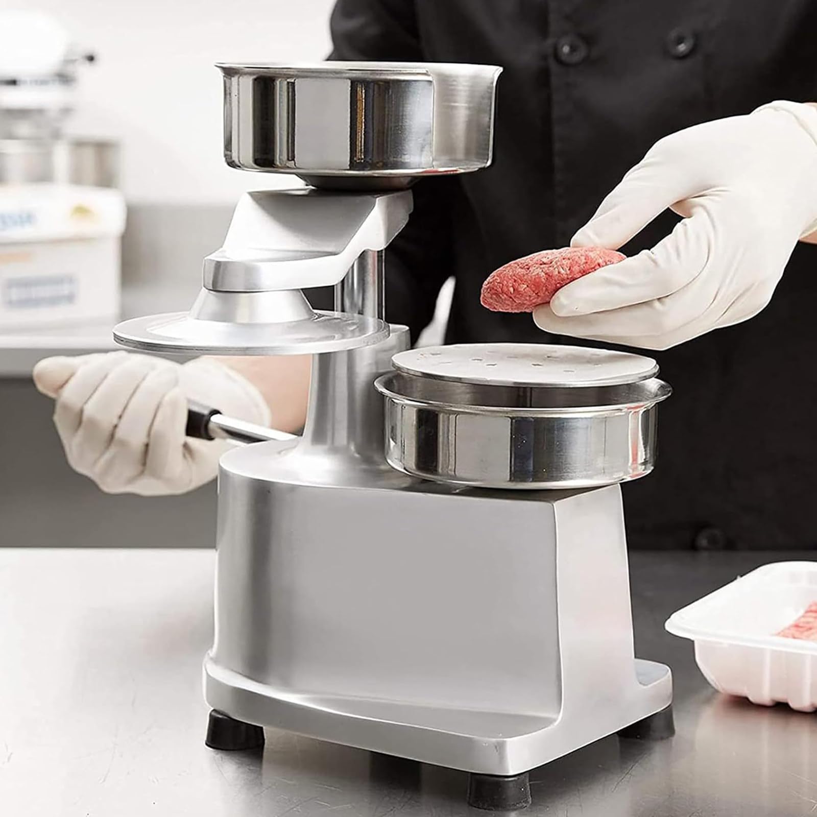 Komercyjna maszyna do burgerów 3 w 1 ze stali nierdzewnej, 150 mm/6 cali, wytrzymała prasa do burgerów ze stali nierdzewnej do kontaktu z żywnością, do restauracji Model100